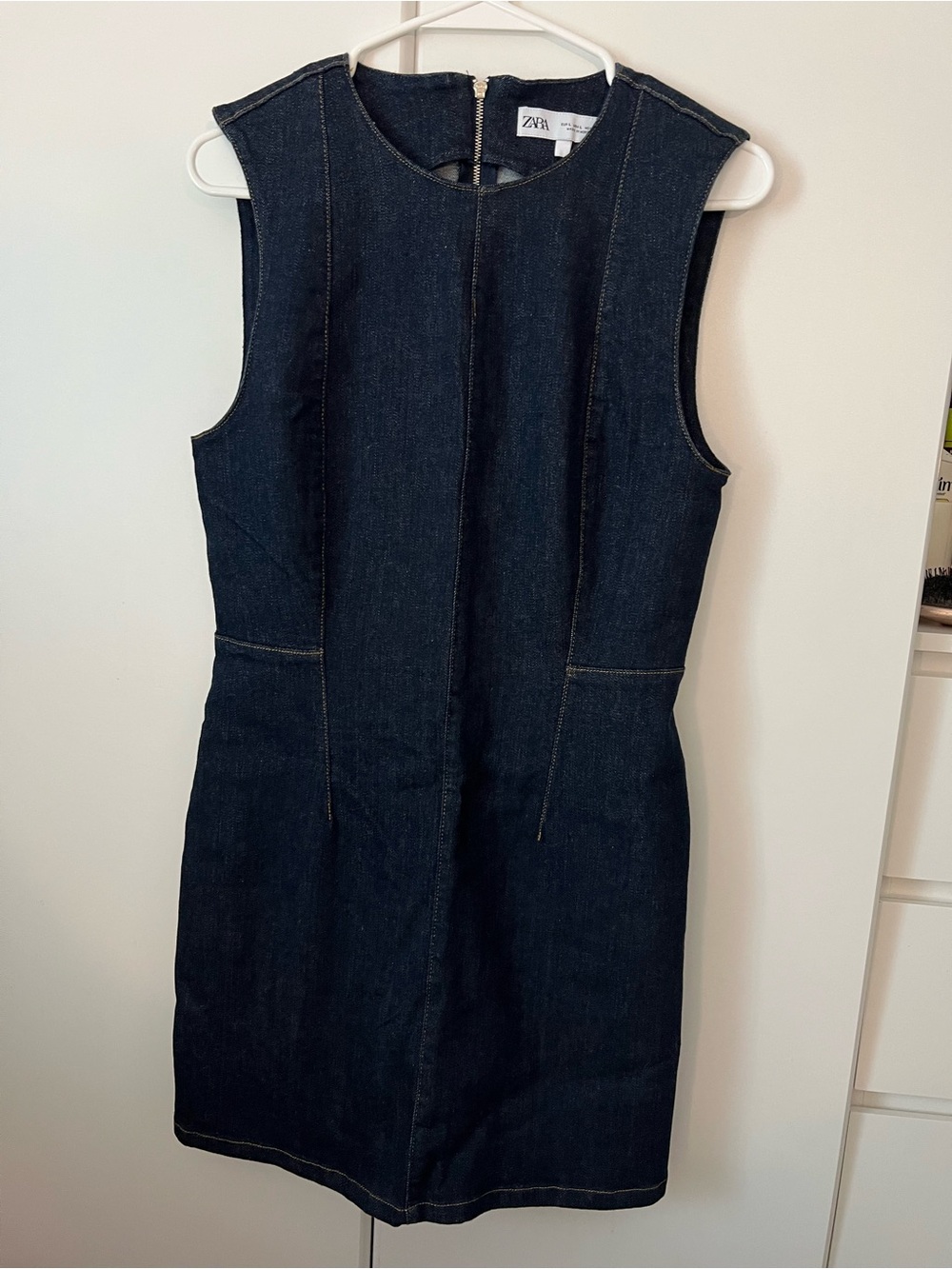 Zara dark wash denim mini dress NWT large